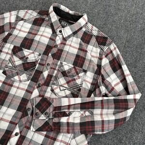 BKE Buckle Plaid Shirt Mens M Pearl Snap Standard Fit‎ Western Cowboy Red Black